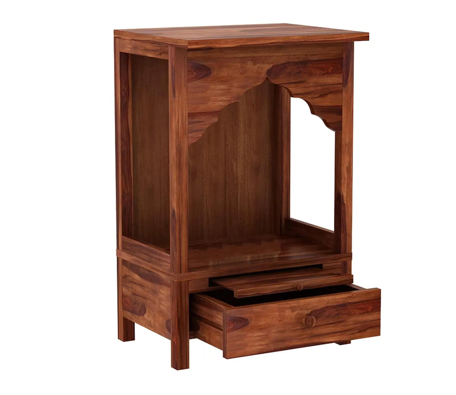 Heritage Arch Solid Wood Home Temple with Storage Drawer