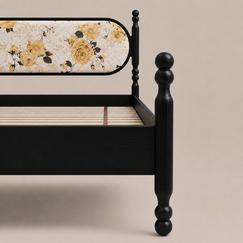 Kingsley Solid Wood Bed with Upholstered Headboard
