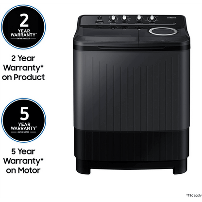SAMSUNG 8.5 kg 5 Star Semi Automatic Washing Machine with Air Turbo Drying System (WT85B4200GD/TL, Dark Grey)