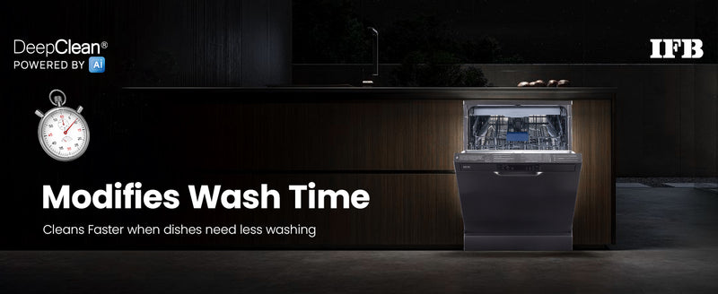 IFB 16 Place Settings with DeepClean® Technology Powered by AI Freestanding Dishwasher (Neptune VX16, Inox Grey, Largest Capacity Washes upto 92 Utensils, 70° Hot Water Wash)