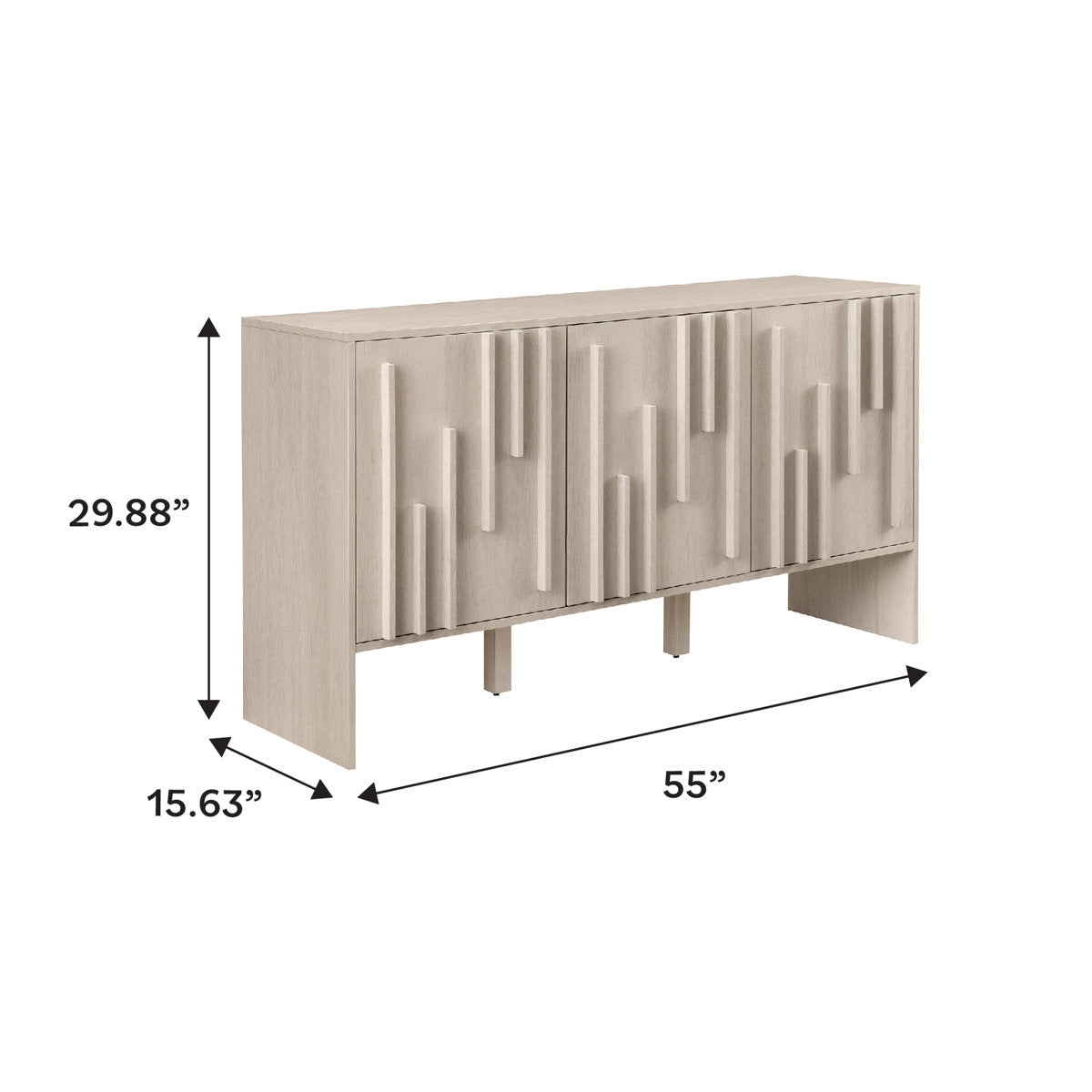 Anishka 55" Contemporary Wood Detailed 3-Door Sideboard