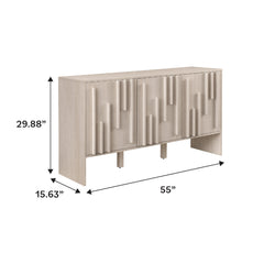 Anishka 55" Contemporary Wood Detailed 3-Door Sideboard