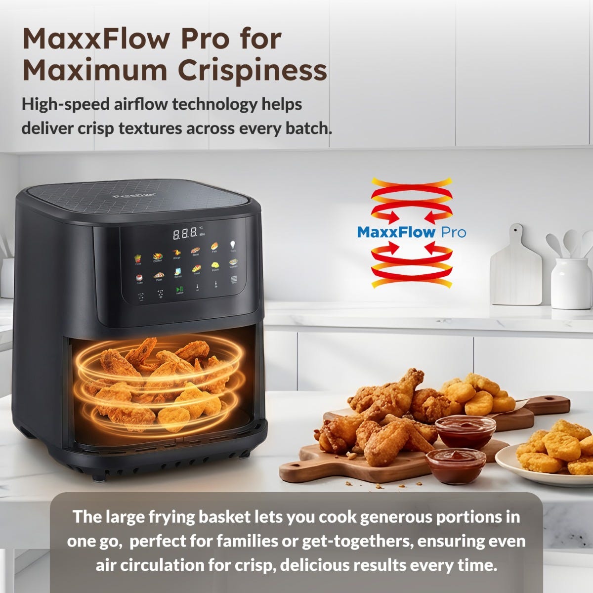 Prestige Crysta Chef Air Fryer 5.5 L + Prestige Nutri-Mate 400W Mixer Grinder, 2 Jars & 3 Lids, Dual Safety Interlock, 1Y Warranty