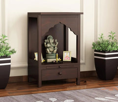Heritage Arch Solid Wood Home Temple with Storage Drawer
