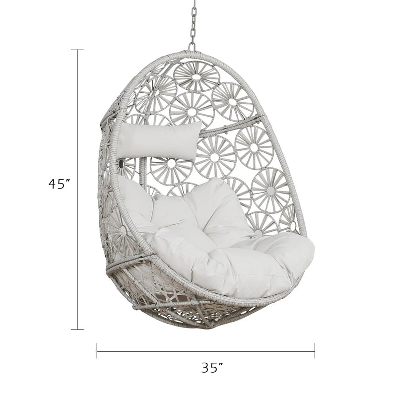 Benley Single Seater Hanging Swing Without Stand For Balcony , Garden Swing (White)