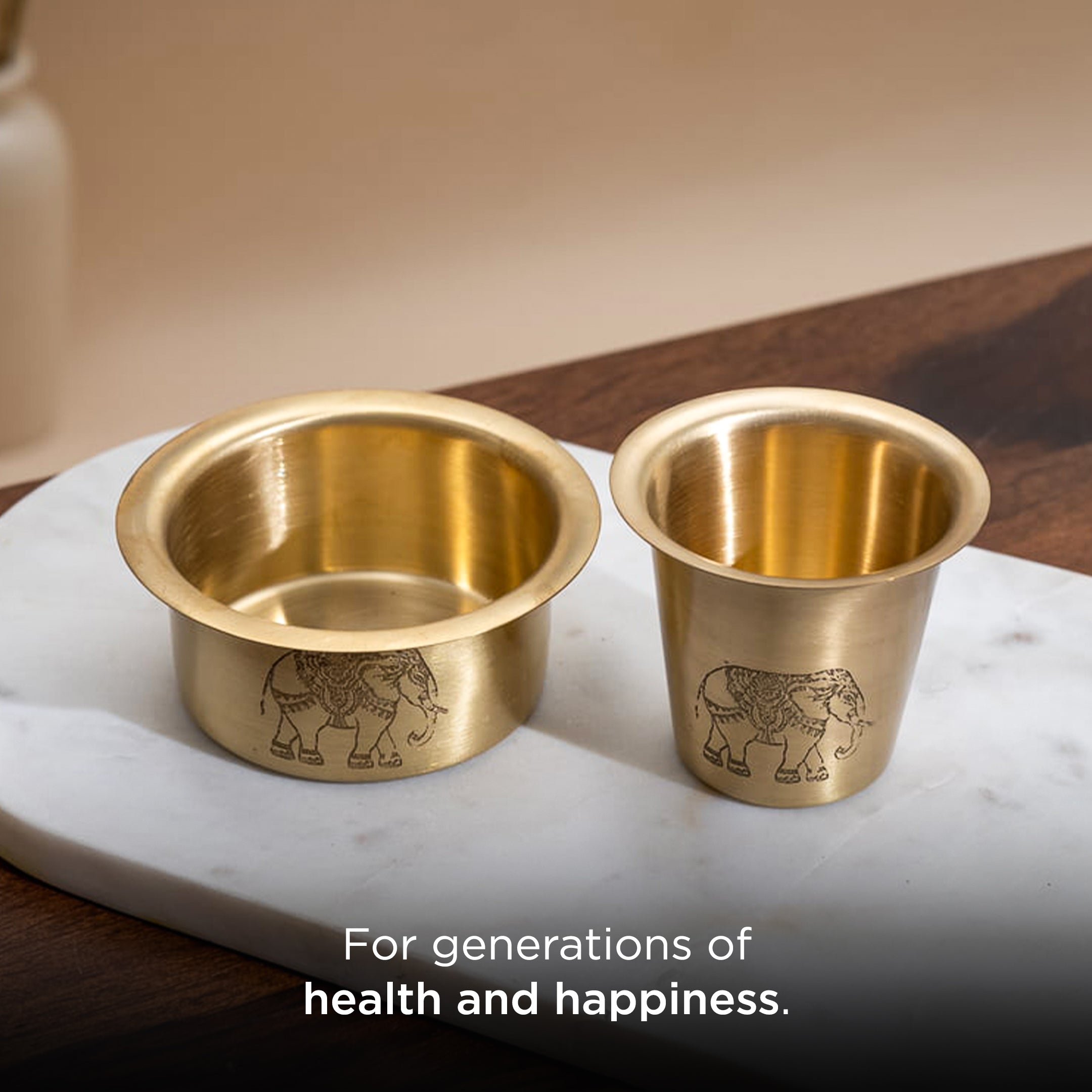 Traditional South Indian Brass Filter Coffee Tumbler Set | Brass Cup and Dabra Set of 1