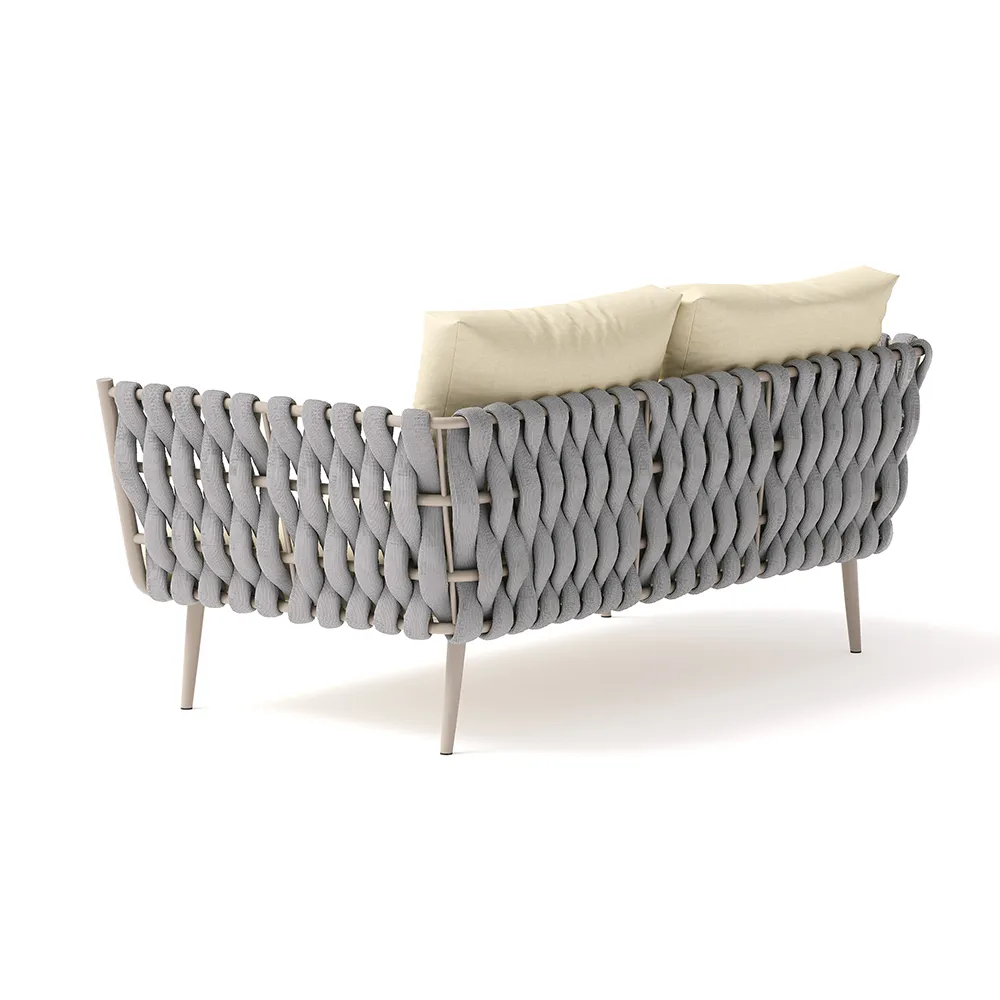 Bifrox Outdoor Garden Balcony Sofa Set 2 Seater, 2 Single seater and 1 Center Table  Set, Braid & Rope (Beige + Grey)