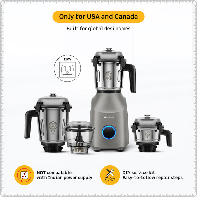 Atomberg Tavi 110V Only for US & Canada Unique Coarse Mode for Silbatta-like Texture 650 W Juicer Mixer Grinder
