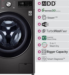 LG 10.5/7 kg Washer with Dryer with Inverter,AI Direct Drive Technology Ready to Wear Clothes with In-built Heater Black (FHD1057STB/F4V9RCP2E)-4