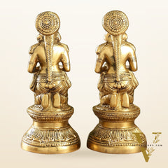 Fine Brass Deep Lakshmi Idol Pair 9 inch