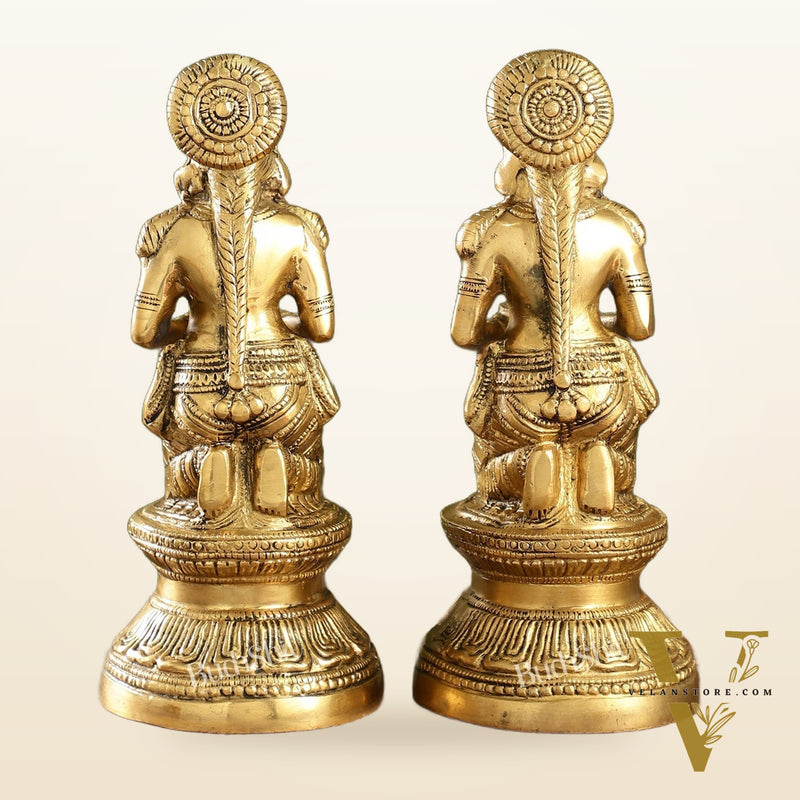Fine Brass Deep Lakshmi Idol Pair 9 inch