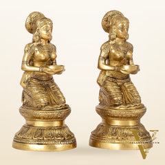 Fine Brass Deep Lakshmi Idol Pair 9 inch