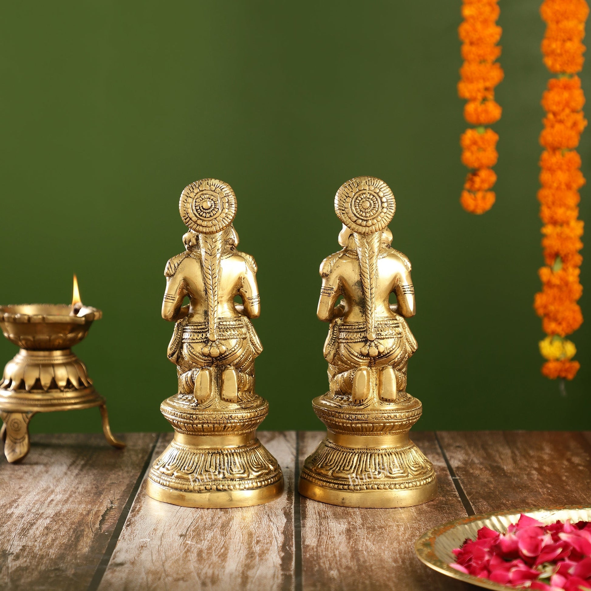 Fine Brass Deep Lakshmi Idol Pair 9 inch