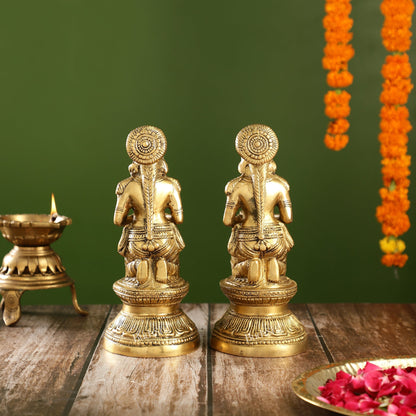 Fine Brass Deep Lakshmi Idol Pair 9 inch