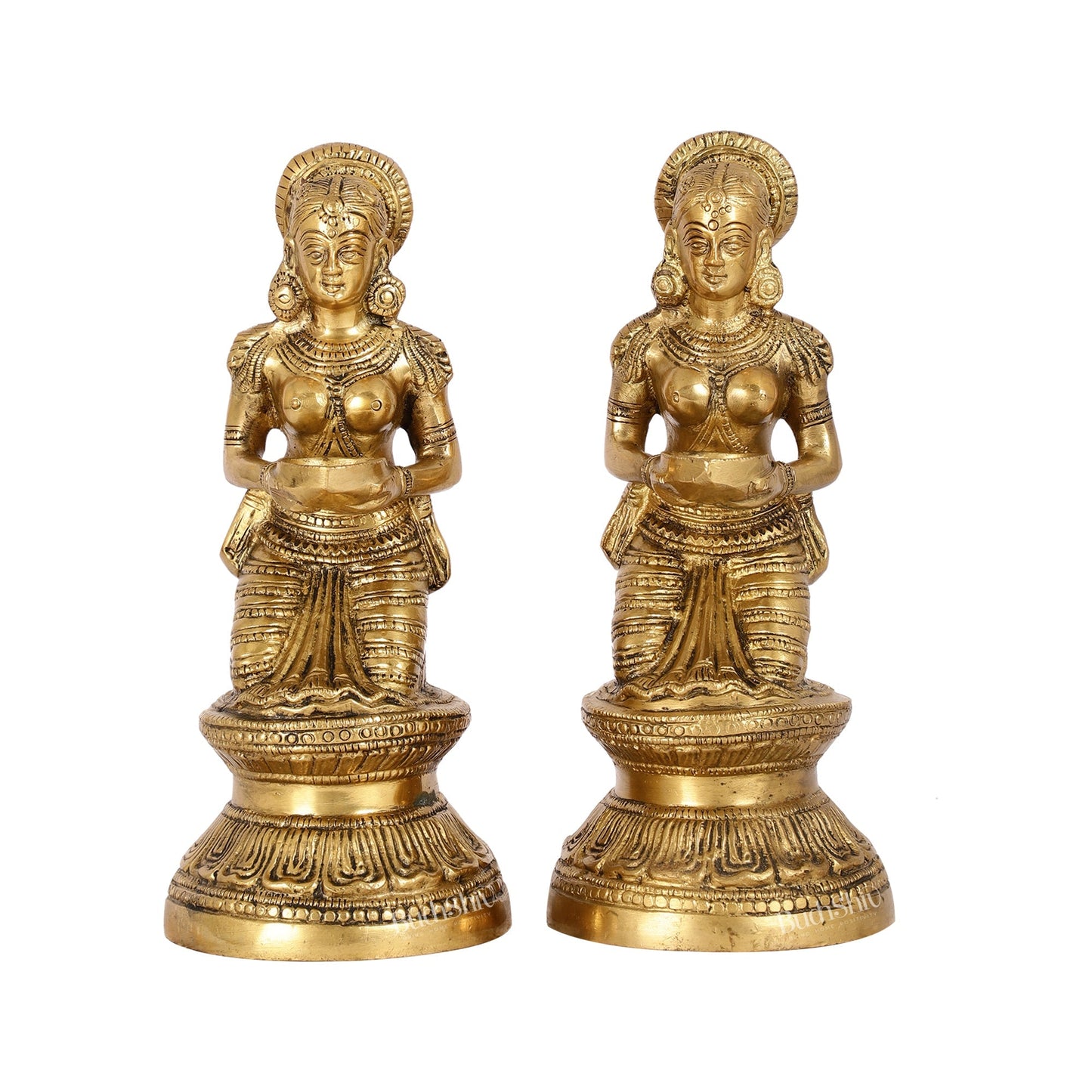 Fine Brass Deep Lakshmi Idol Pair 9 inch