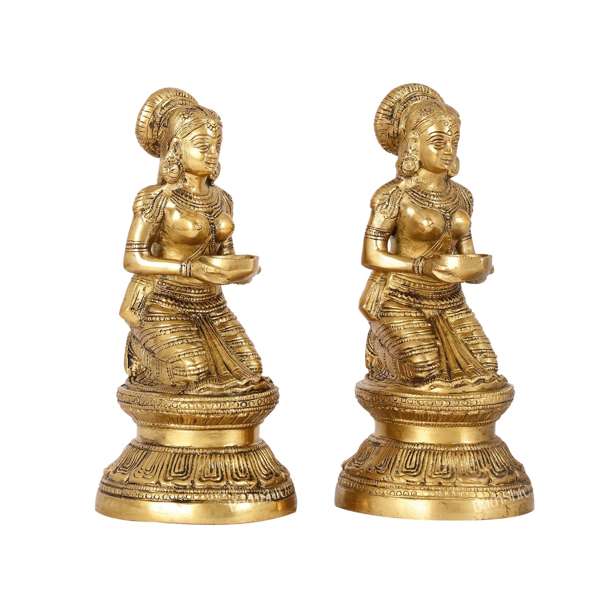 Fine Brass Deep Lakshmi Idol Pair 9 inch