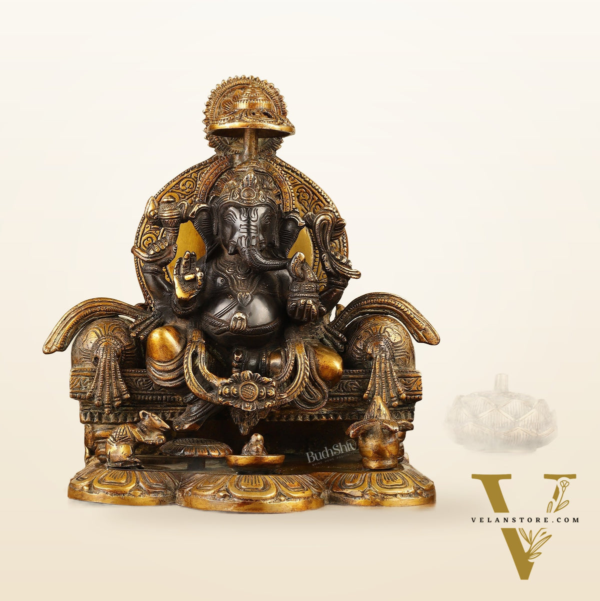 Fine Brass Handcrafted Lord Ganesha Statue - Black 10"