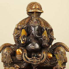 Fine Brass Handcrafted Lord Ganesha Statue - Black 10"