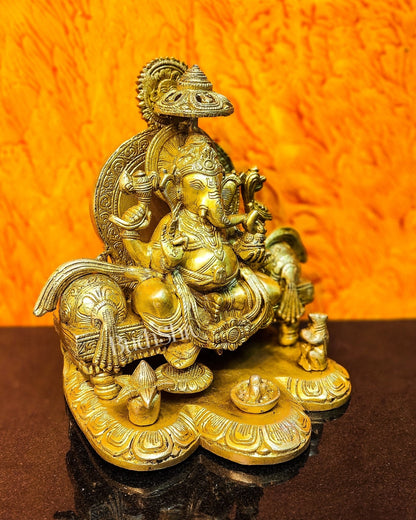 Fine Brass Handcrafted Lord Ganesha Statue - Exquisite Artistry
