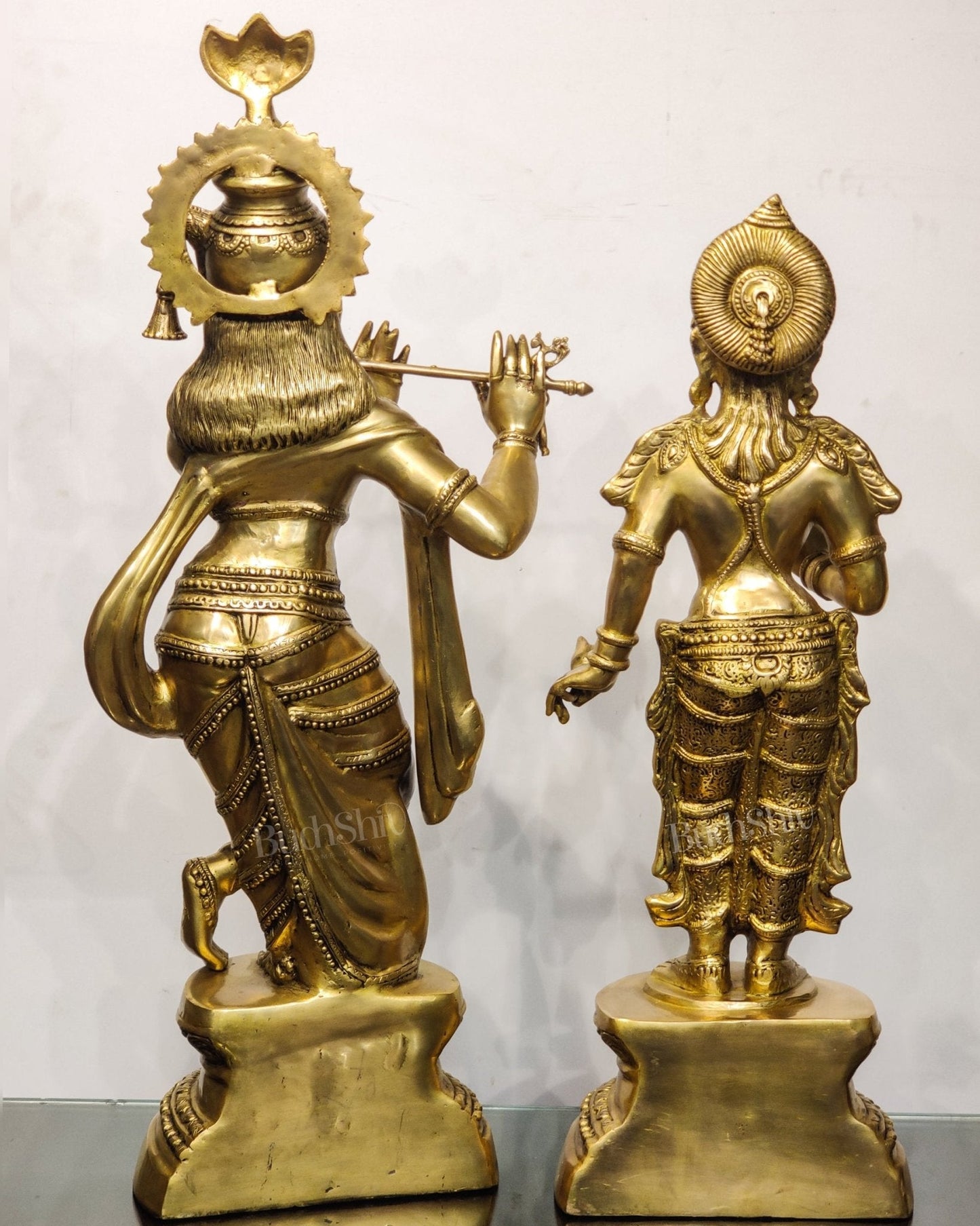 Handcrafted Brass Radha Krishna Statues - 36" Height, 40 kgs