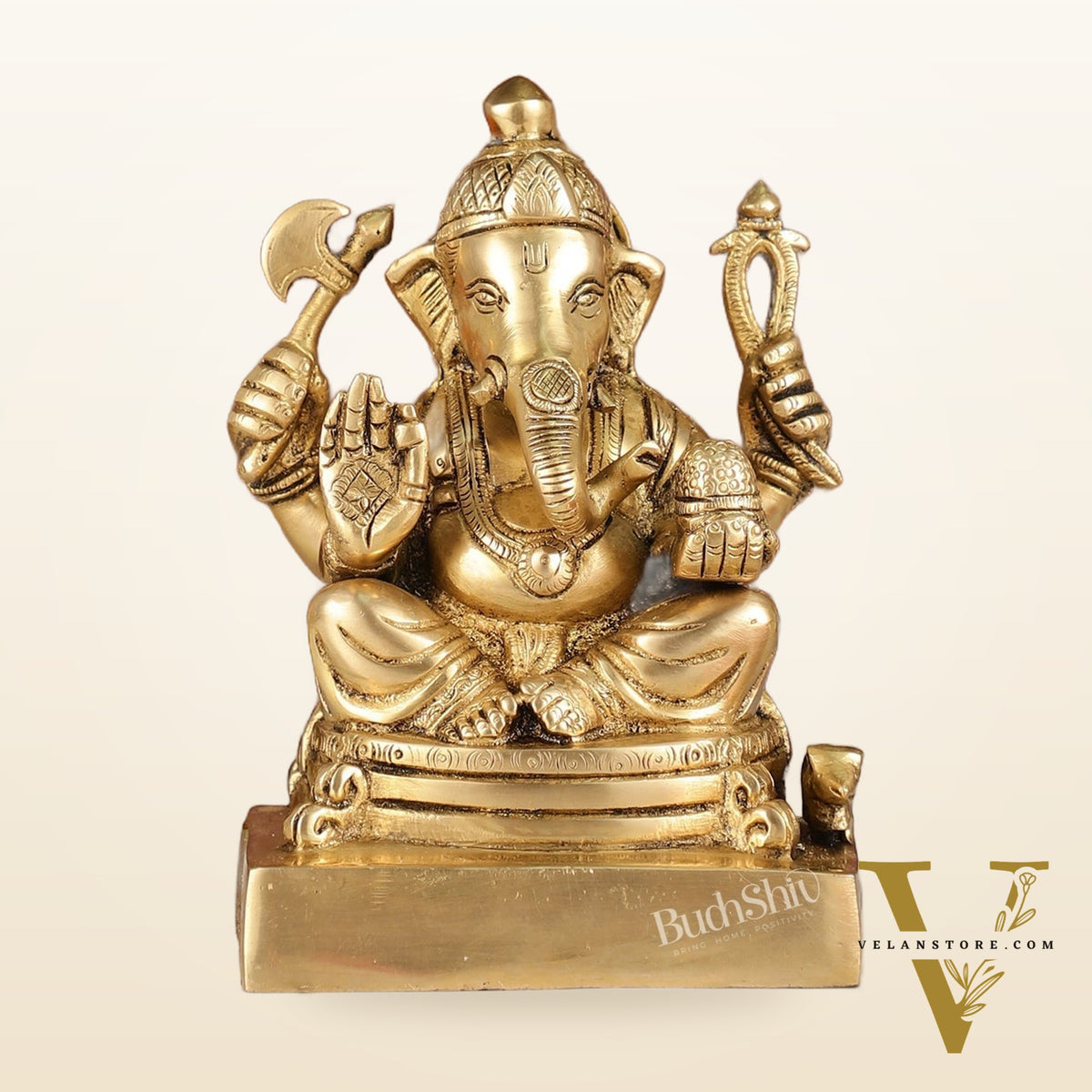 Fine Quality Brass Lord Ganesha Idol | 7.5" Height