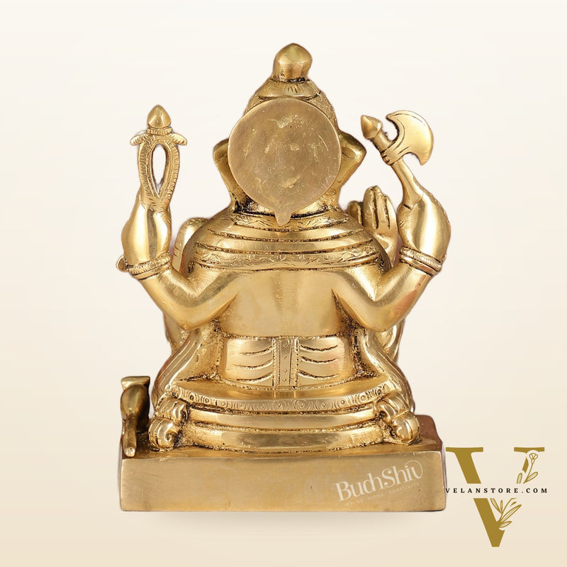Fine Quality Brass Lord Ganesha Idol | 7.5" Height