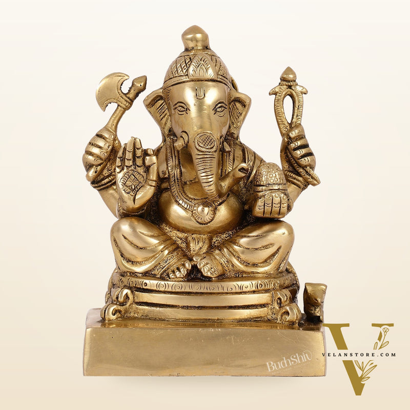 Fine Quality Brass Lord Ganesha Idol | 7.5" Height