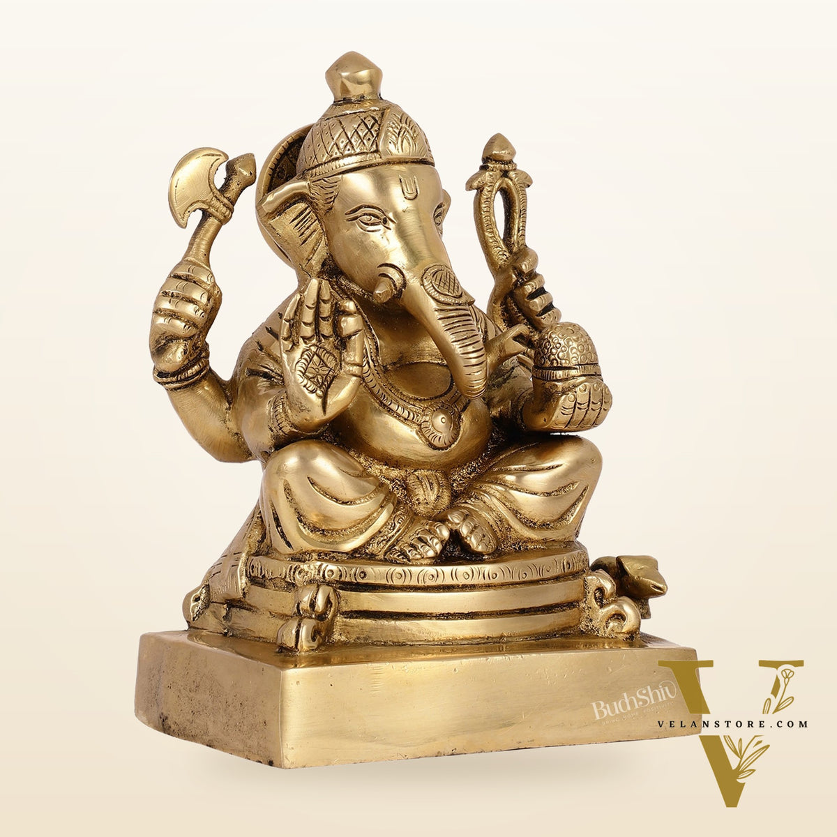Fine Quality Brass Lord Ganesha Idol | 7.5" Height