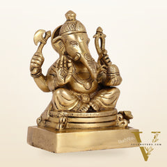 Fine Quality Brass Lord Ganesha Idol | 7.5" Height