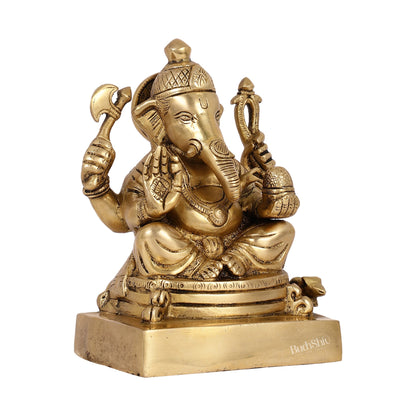 Fine Quality Brass Lord Ganesha Idol | 7.5" Height