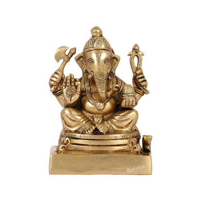 Fine Quality Brass Lord Ganesha Idol | 7.5" Height
