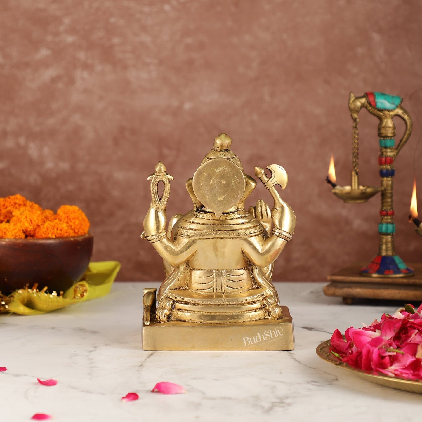 Fine Quality Brass Lord Ganesha Idol | 7.5" Height