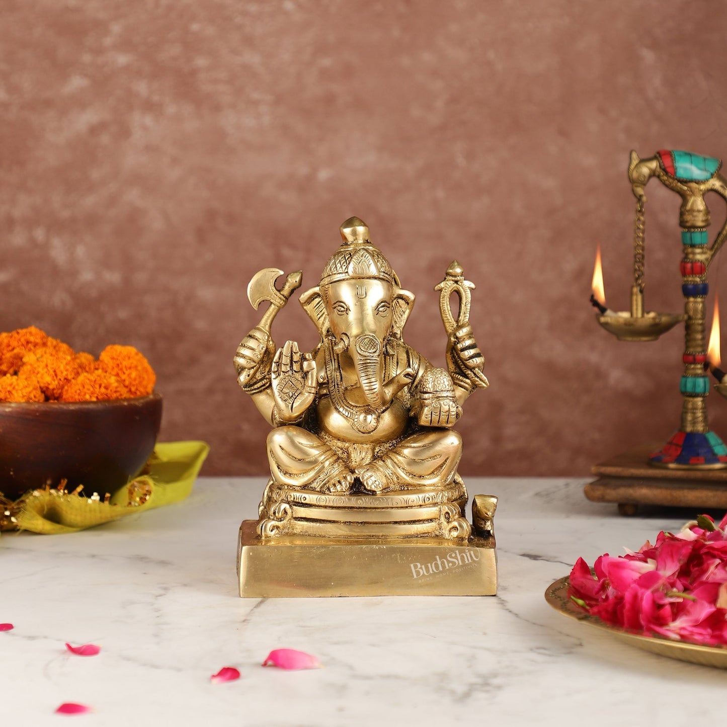 Fine Quality Brass Lord Ganesha Idol | 7.5" Height