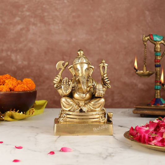 Fine Quality Brass Lord Ganesha Idol | 7.5" Height