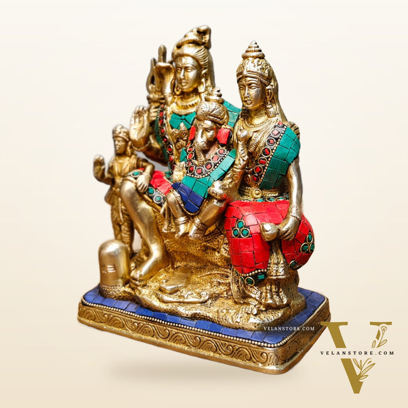 Fine Quality Brass Shiv Parivaar | 8" Height