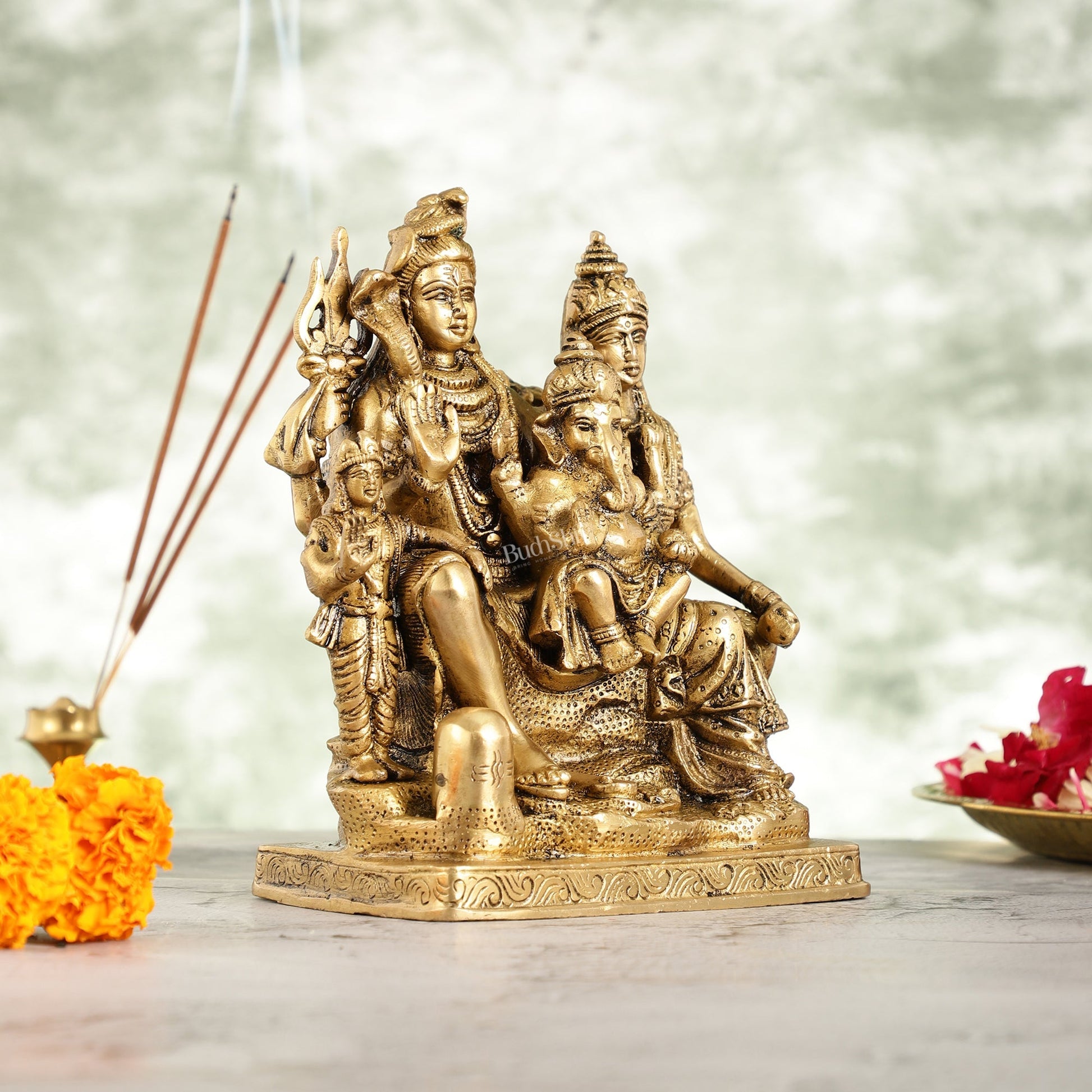 Fine Quality Brass Shiv Parivaar | 8" Height