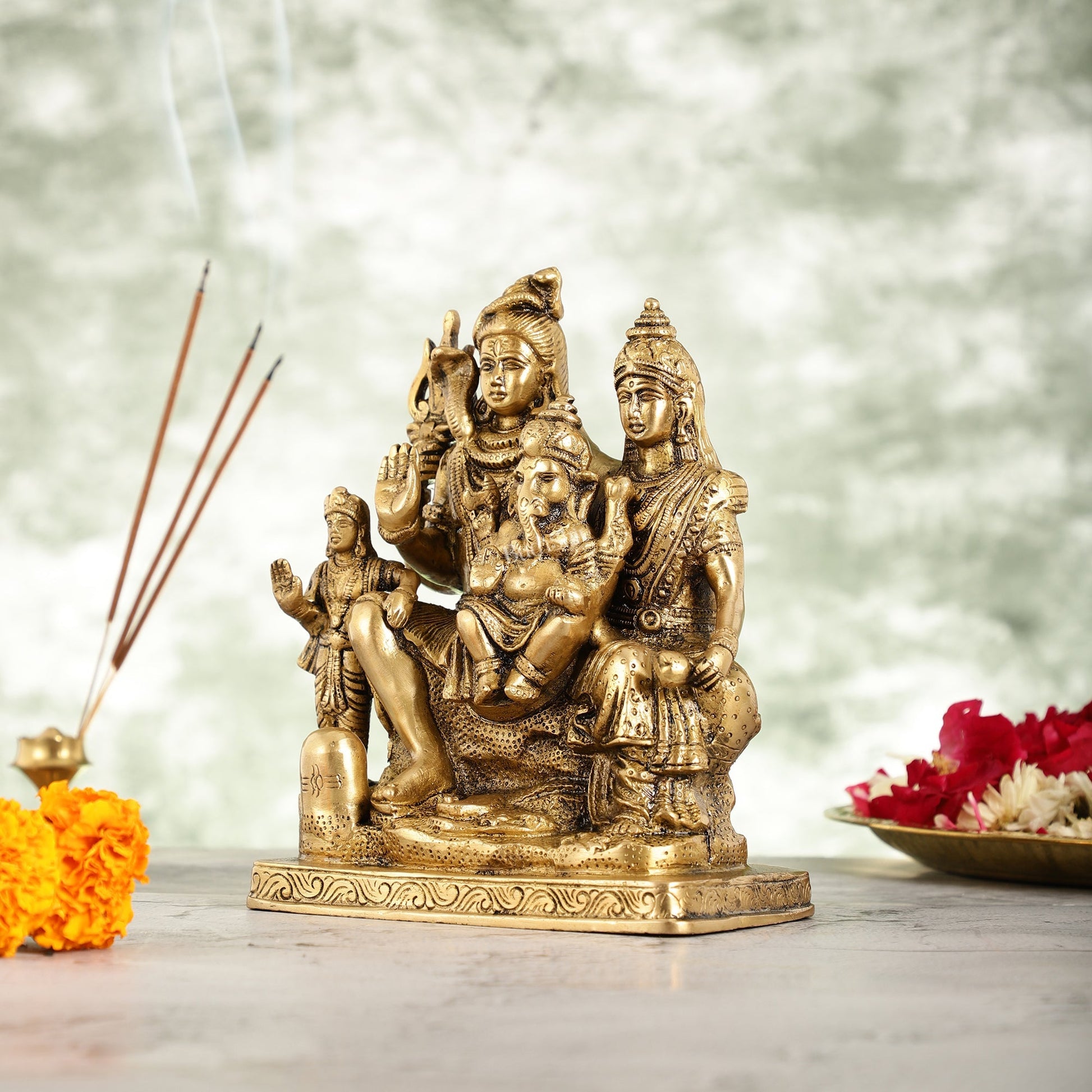 Fine Quality Brass Shiv Parivaar | 8" Height