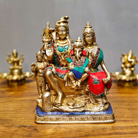Fine Quality Brass Shiv Parivaar | 8" Height