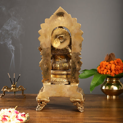 Brass Ganesha Statue on Throne - 17 inch