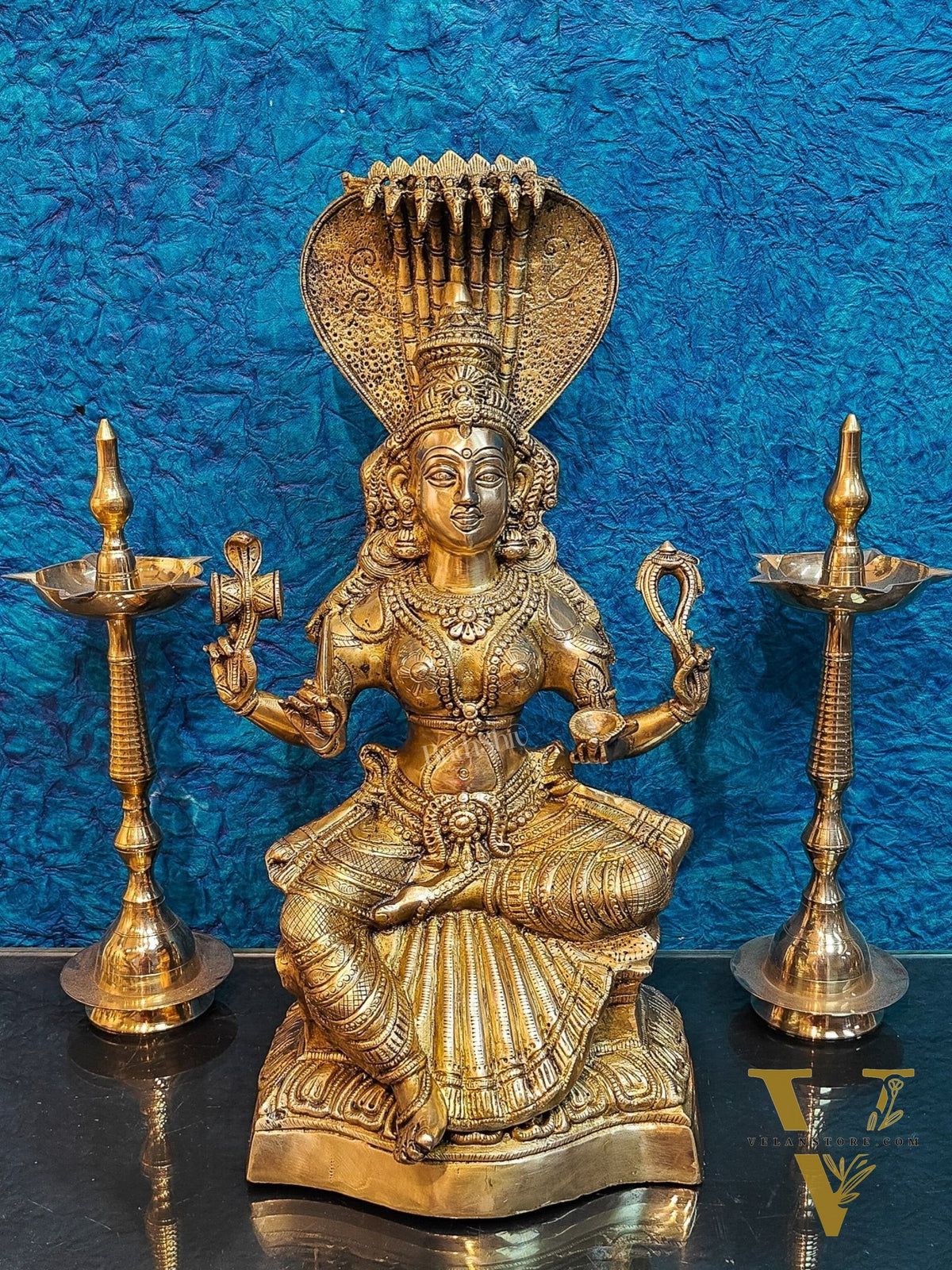 Finely Crafted Brass Goddess Mariamman Statue | Height 21 inches