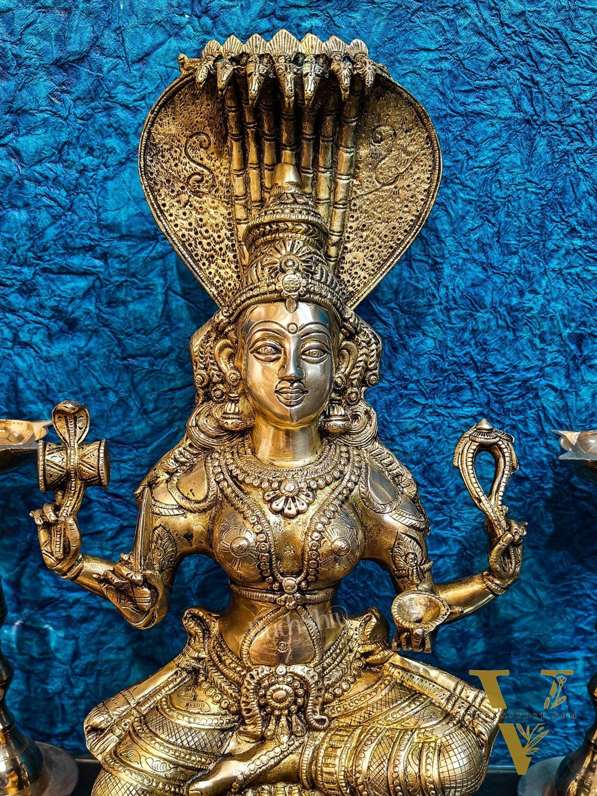 Finely Crafted Brass Goddess Mariamman Statue | Height 21 inches