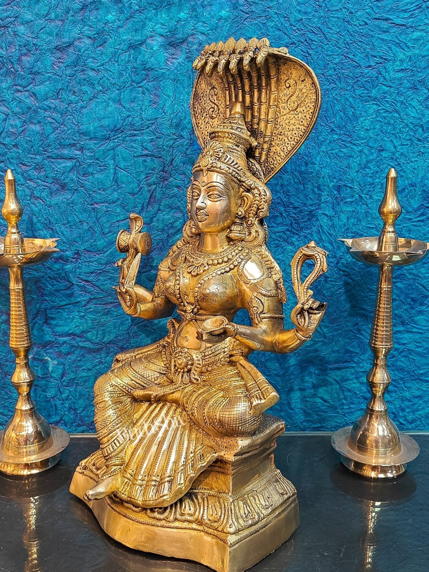 Finely Crafted Brass Goddess Mariamman Statue | Height 21 inches