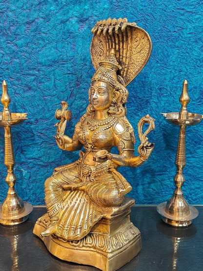 Finely Crafted Brass Goddess Mariamman Statue | Height 21 inches