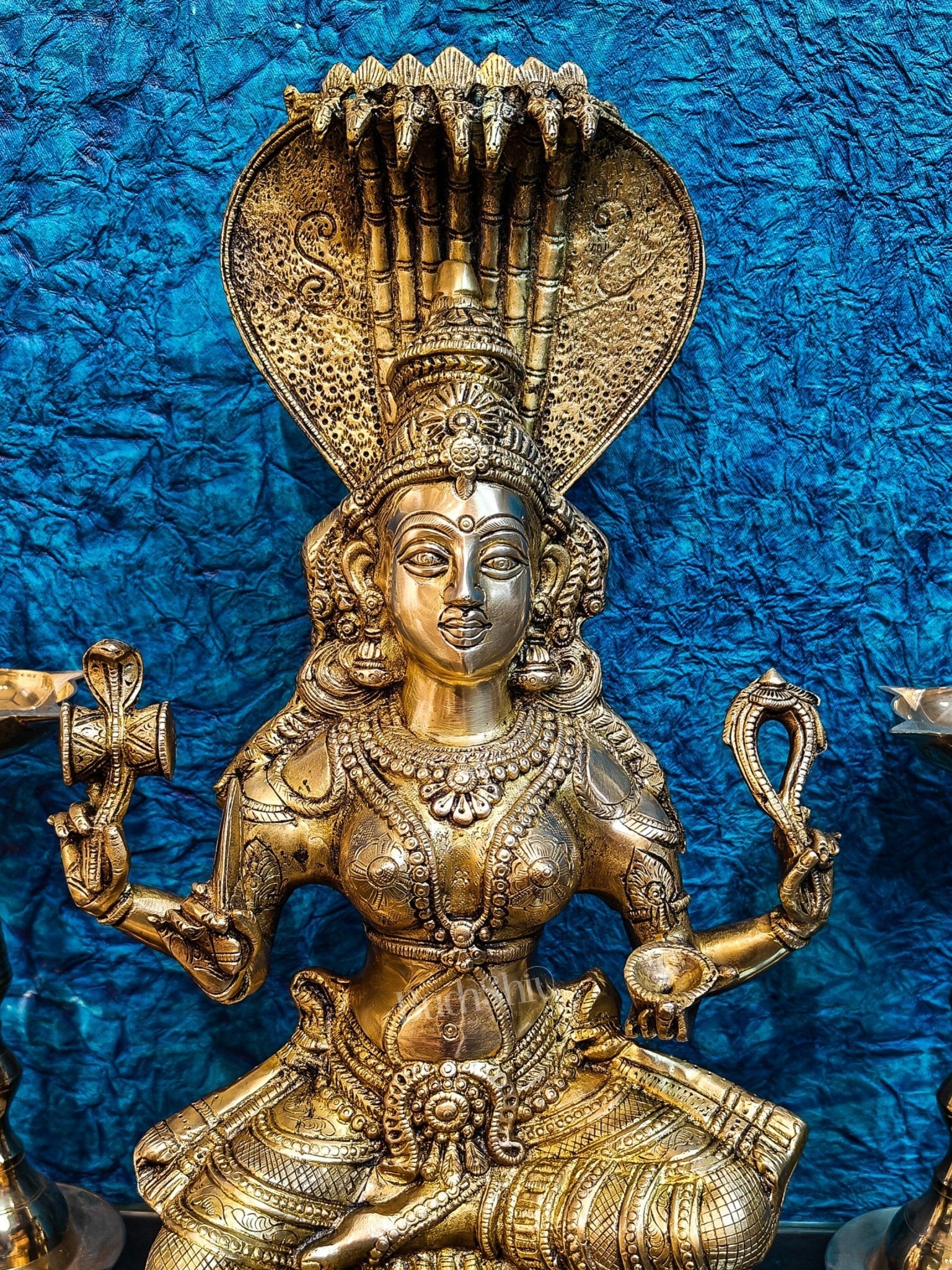 Finely Crafted Brass Goddess Mariamman Statue | Height 21 inches