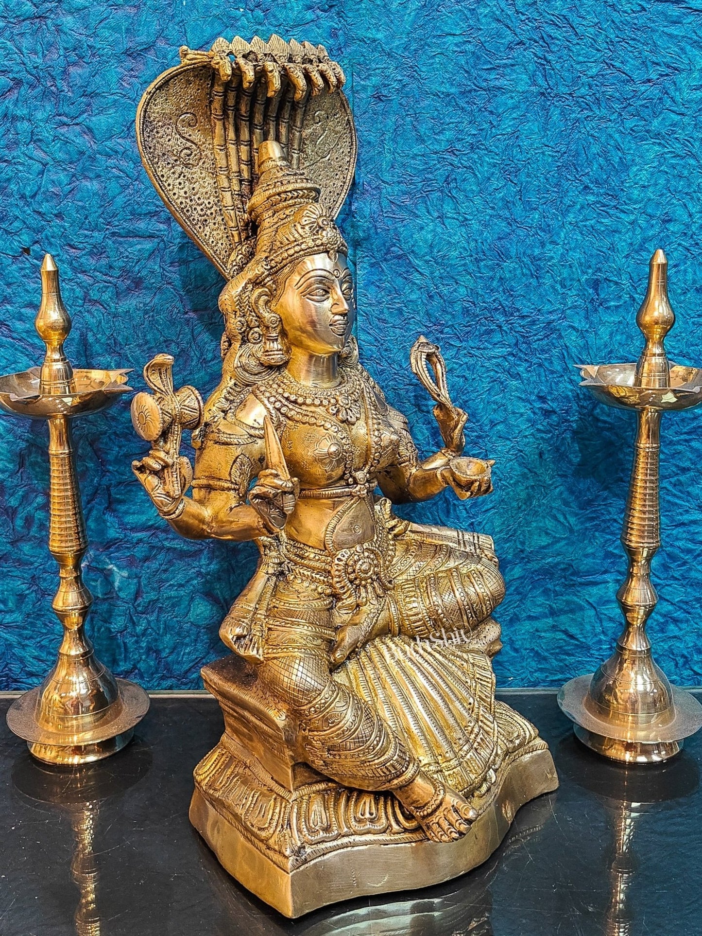Finely Crafted Brass Goddess Mariamman Statue | Height 21 inches