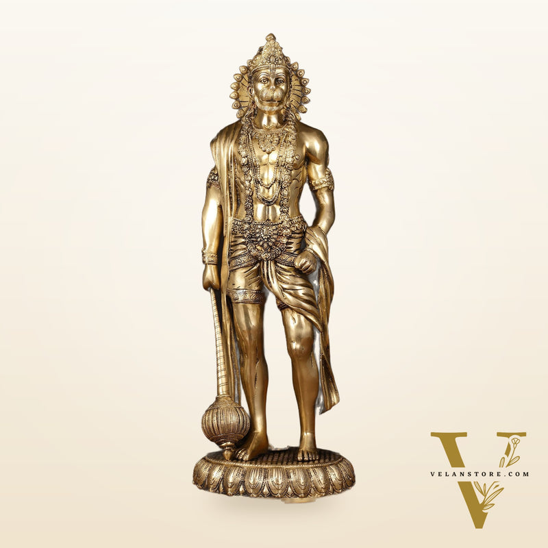 Finely Crafted Brass Lord Hanuman Statue - 24" Height