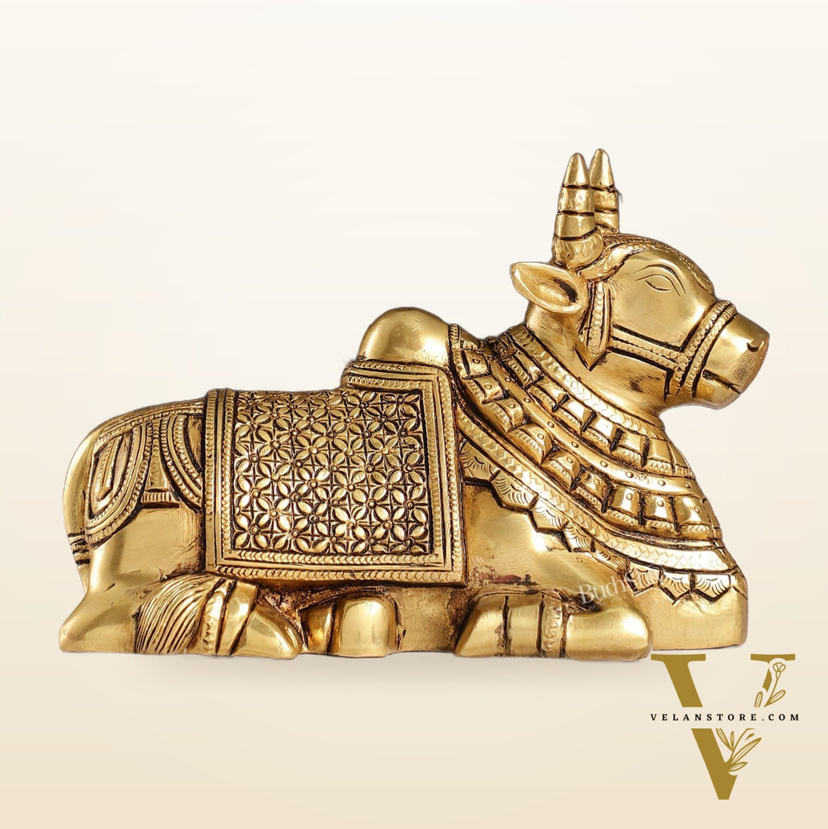 Finely Crafted Brass Nandi Bull Idol | 7 inch