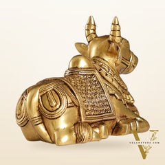 Finely Crafted Brass Nandi Bull Idol | 7 inch