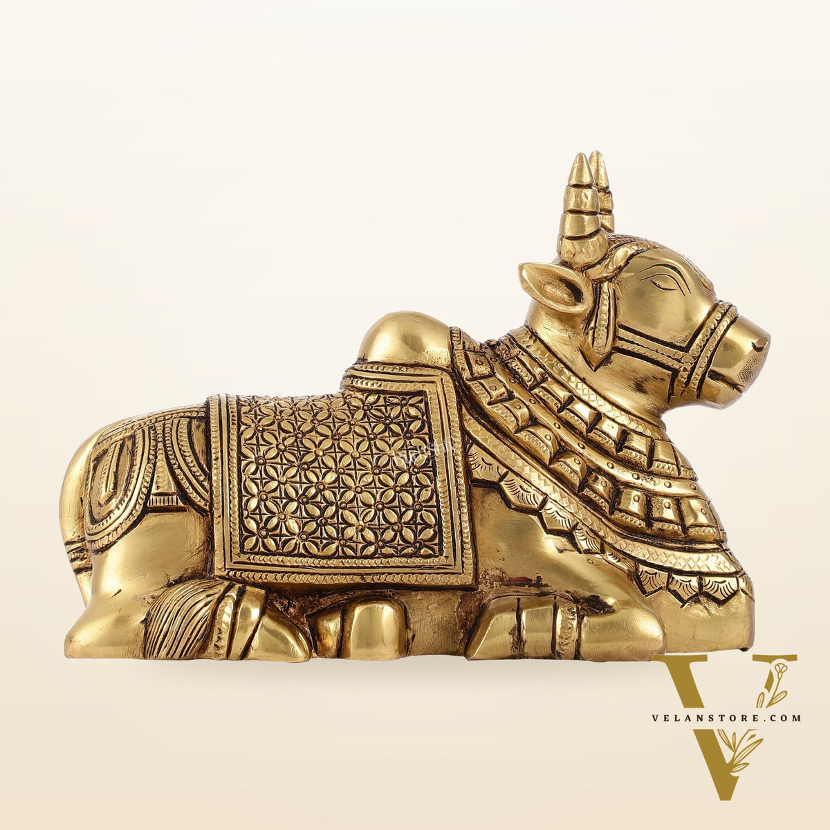 Finely Crafted Brass Nandi Bull Idol | 7 inch
