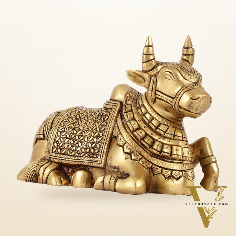 Finely Crafted Brass Nandi Bull Idol | 7 inch